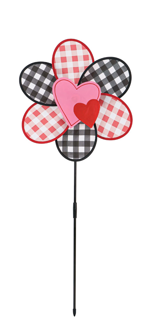 Valentine's Day Heart Pinwheel Spinner; 15"ODx35"T