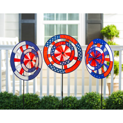 Patriotic Pinwheel Spinner; 15.7"ODx40"T