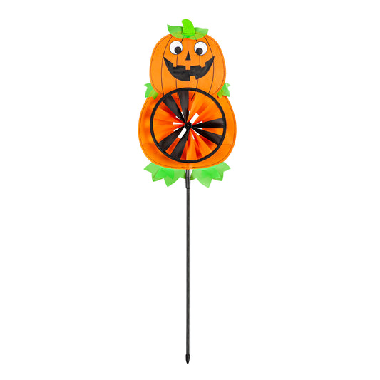 10.5"W x 33.5"T Jolly Halloween Jack-o-Lantern Pinwheel Spinner