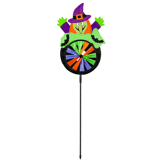 11.5"W x 34.5"T Halloween Witch Pinwheel Spinner