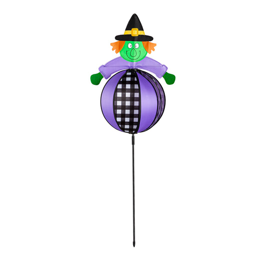 15"W x 41"T Halloween Witch Round Panel Pinwheel Spinner