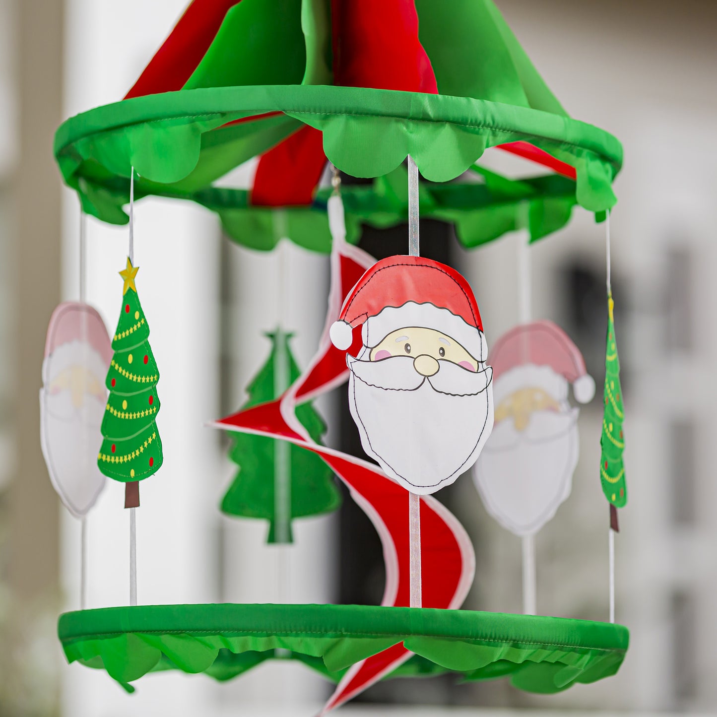 Santa & Tree Spinner Windsock; 66"Lx13.5" Wx13.5"D