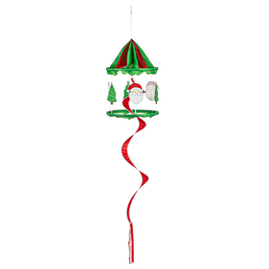 Santa & Tree Spinner Windsock; 66"Lx13.5" Wx13.5"D