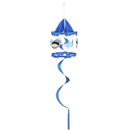 Winter Snowman Spinner Windsock; 66"Lx13.5" Wx13.5"D