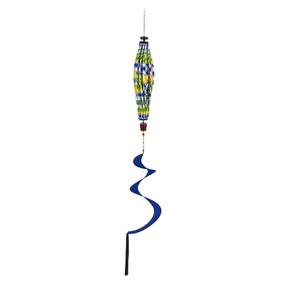 Lemon Plaid Hot Air Balloon Spinner Windsock; 55"L x 15" Diameter