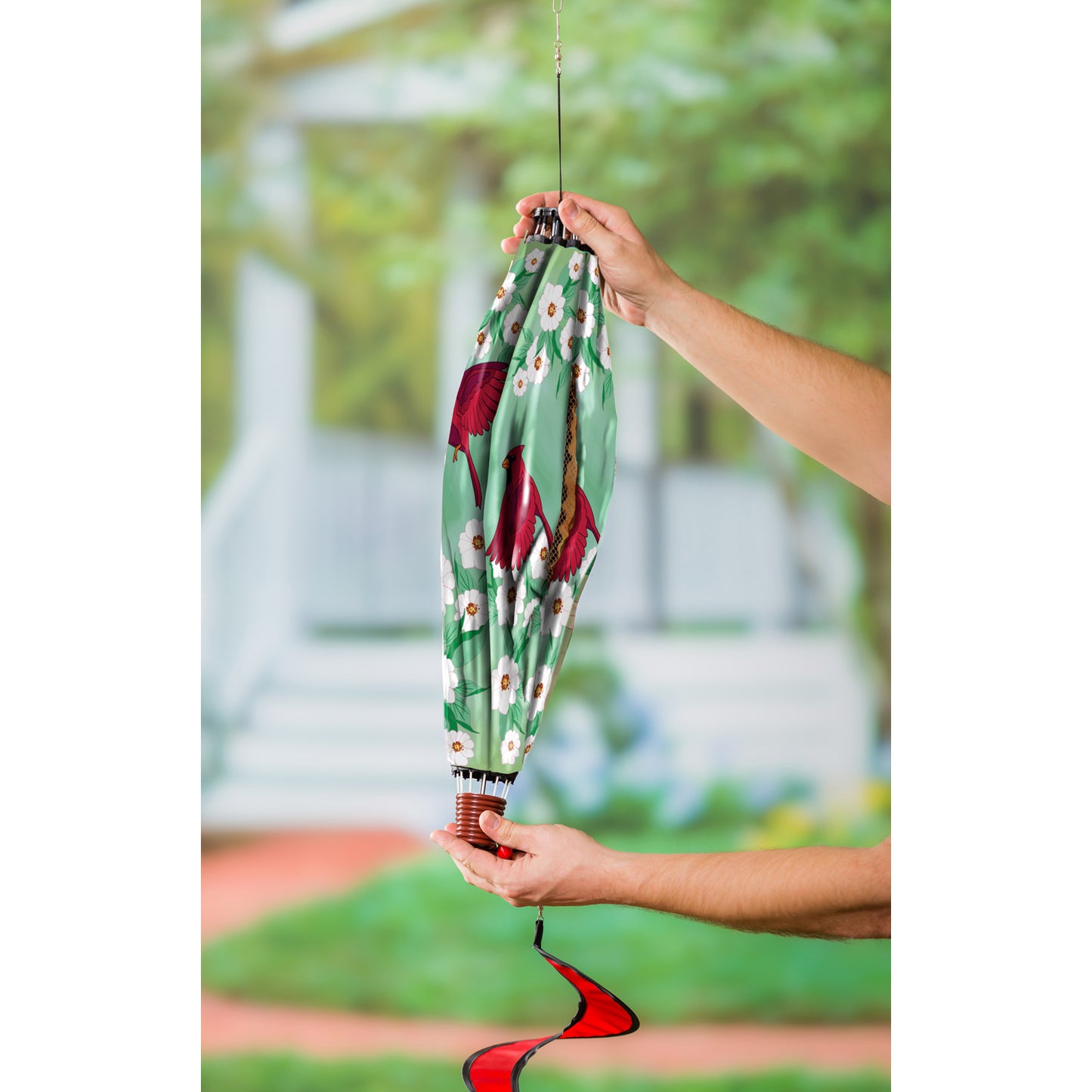 Cardinal Flying Hot Air Balloon Spinner Windsock