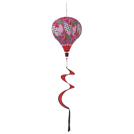 Patterned Hearts Hot Air Balloon Spinner Windsock