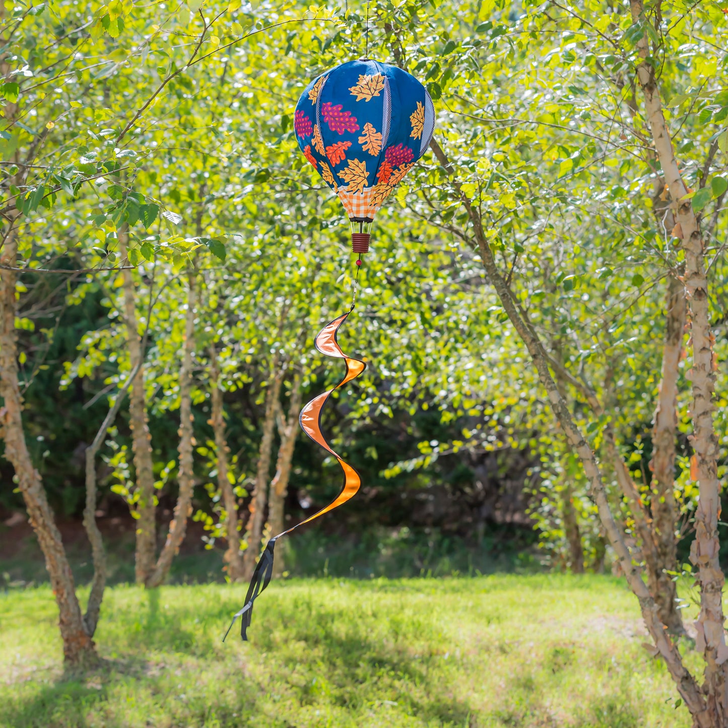 Falling Leaves Animated Hot Air Balloon Spinner; 55"L x 15" Diameter