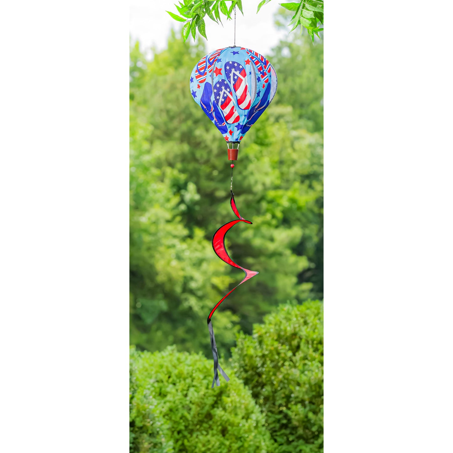 Patriotic Flip Flops Hot Air Balloon Spinner Windsock; 55"L x 15" Diameter