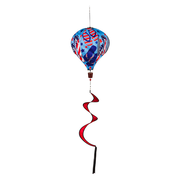 Patriotic Flip Flops Hot Air Balloon Spinner Windsock; 55"L x 15" Diameter