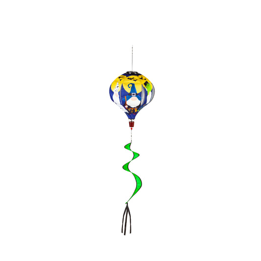 Trick or Treat Gnomes Solar Burlap Hot Air Balloon Spinner; 15"x55"L