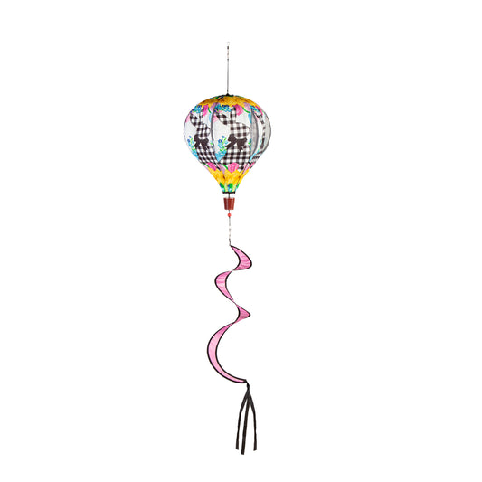 Gingham Bunny Hot Air Balloon Spinner Windsock