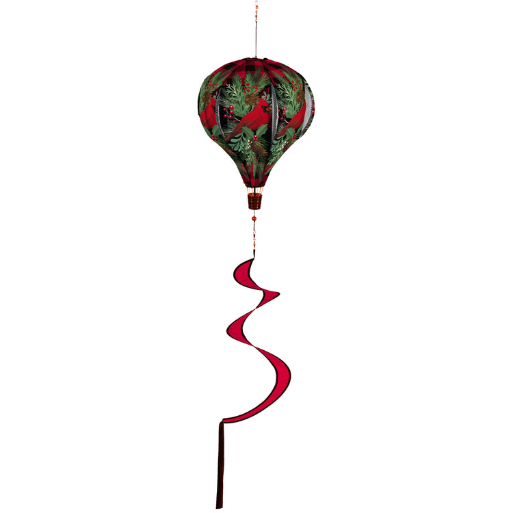 Winter Cardinal Burlap Hot Air Balloon Spinner; 55"Lx15" Wx15"D