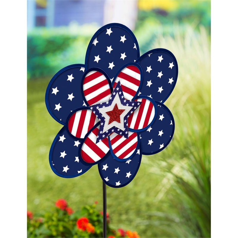 Stars & Stripes Organza Pinwheel; 15"ODx36"T