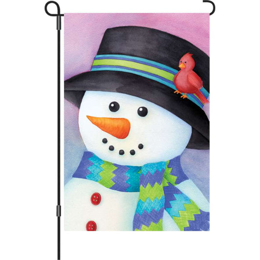 Friendly Snowman Printed Seasonal Garden Flag; Polyester