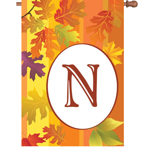 Fall Monogram "N" Double Sided House Flag; Polyester