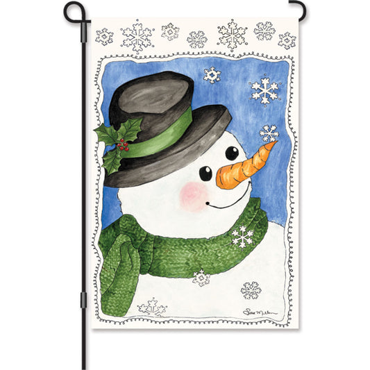 "Sam Frost Snowman" Printed Seasonal Garden Flag; Polyester