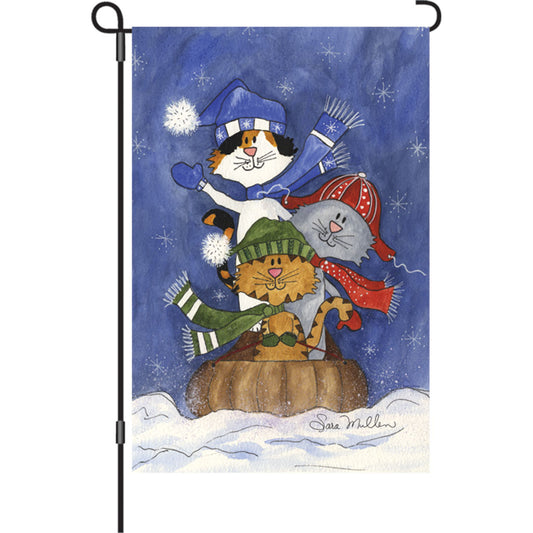 "Sledding Friends" Printed Seasonal Garden Flag; Polyester