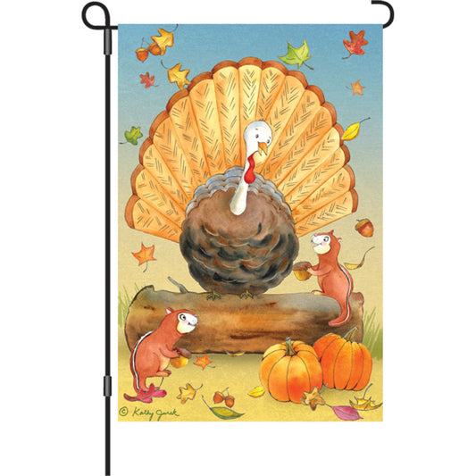 "Turkey & Friends" Printed Seasonal Garden Flag; Polyester