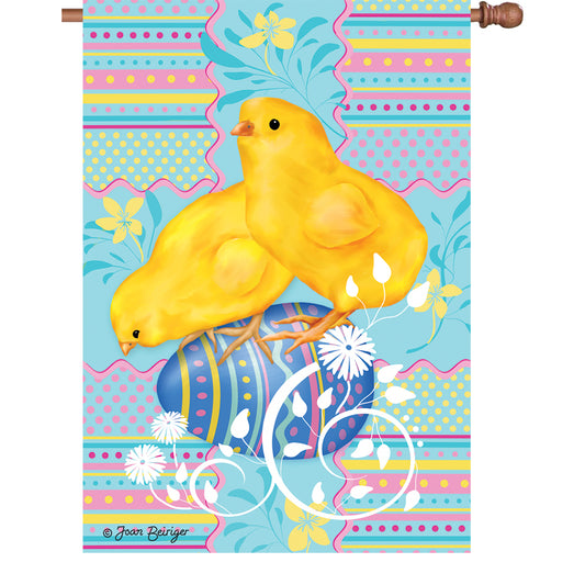 Easter Chicks Printed Seasonal House Flag; Polyester