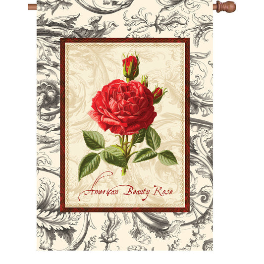 American Beauty Rose Printed Seasonal House Flag; Polyester