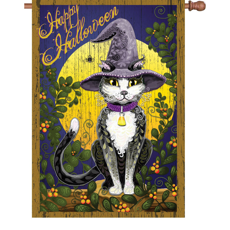 Candy Corn Halloween Cat House Flag