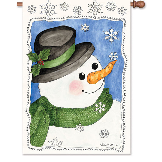 "Sam Frost Snowman" Printed Seasonal House Flag; Polyester