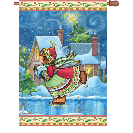 Winter Wonders Christmas Angel House Flag