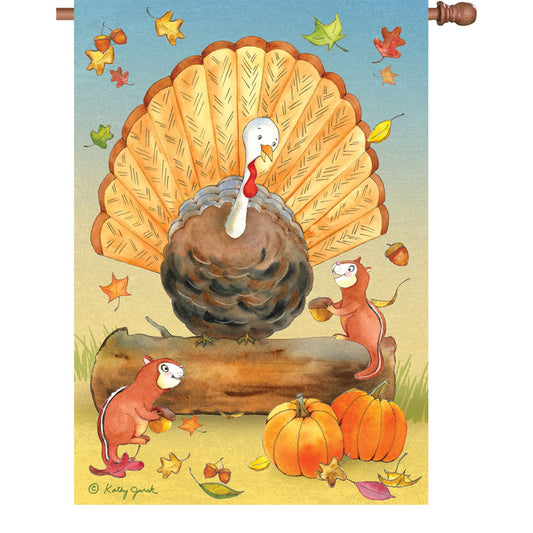 "Turkey & Friends" Printed Seasonal House Flag; Polyester