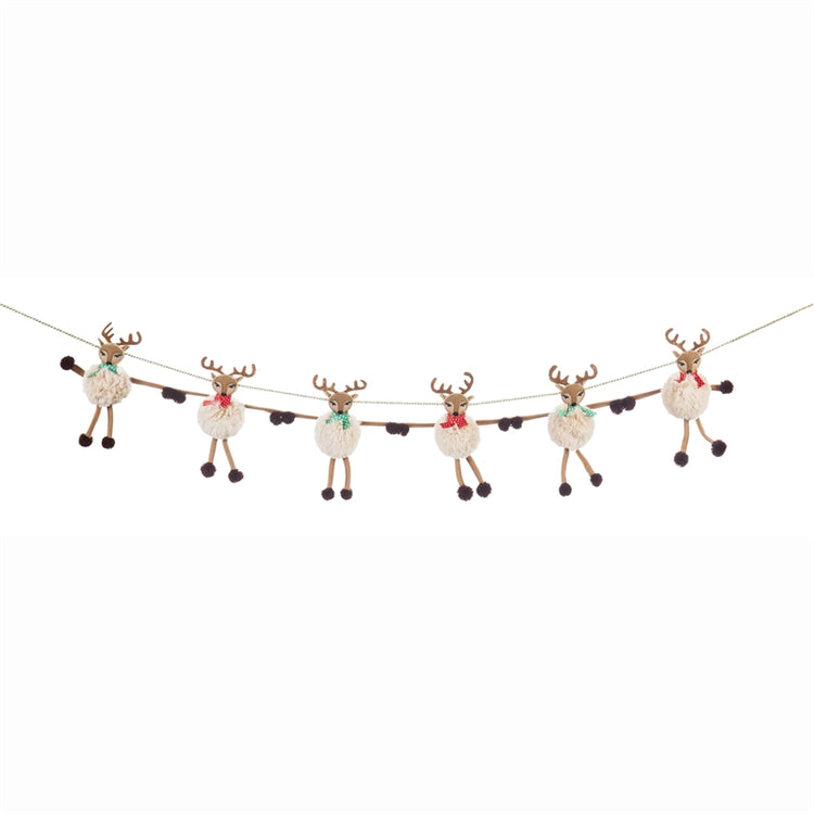 Pom-Pom Reindeer Holiday Décor Banner