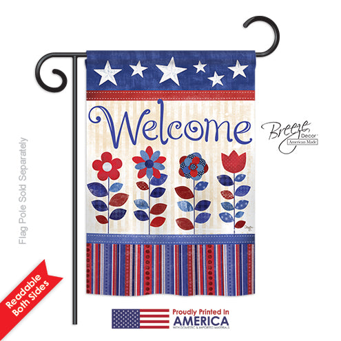 "Patriotic Welcome" Printed Seasonal Garden Flag; Polyester