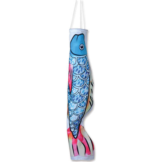 Dapple Blue Koi Fish Windsock; Polyester