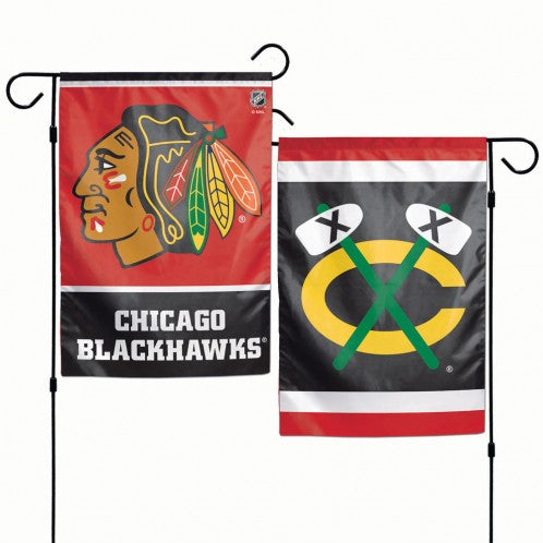 Chicago Blackhawks Double Sided Garden Flag; Polyester