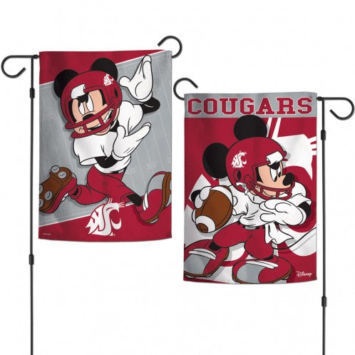 Washington State University Cougars Disney Mickey Mouse Double Sided Vertical Garden Flag; Polyester
