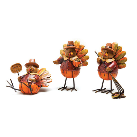 Thanksgiving Turkey Tabletop Decor - Set of Three