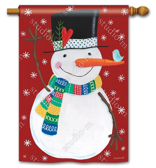 Winter Snowman Happiness House Flag