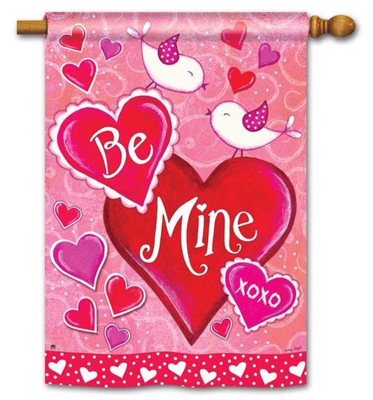 Be Mine Love Birds Printed Seasonal House Flag; Polyester