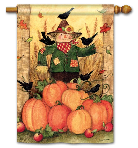 Give Thanks Scarecrow House Flag