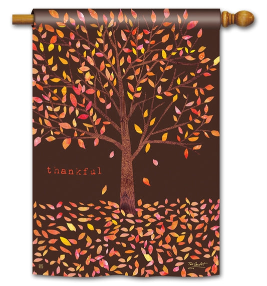 "Thankful" Printed Seasonal House Flag; Polyester