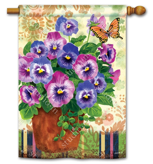 "Spring Pansies" Printed Seasonal House Flag; Polyester