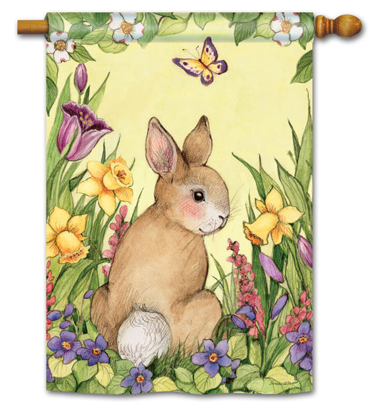 Springtime Bunny House Flag