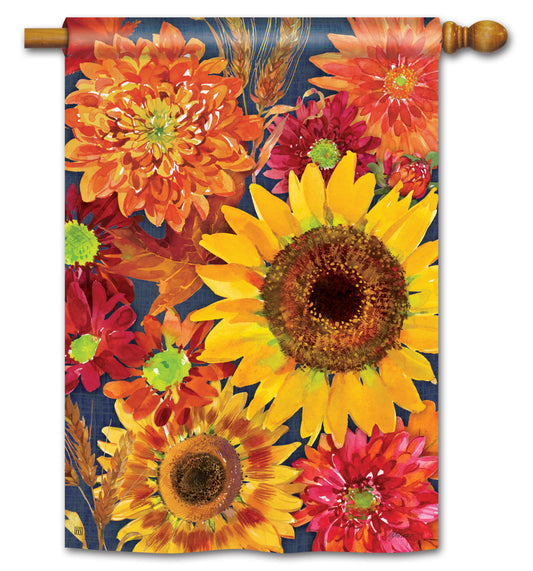 Autumn Floral Toss House Flag