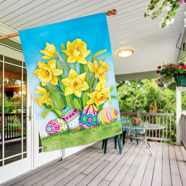 Easter Daffodils Printed House Flag; Polyester 28"x40"