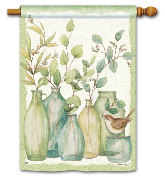 Eucalyptus Vases Printed Seasonal House Flag; Polyester
