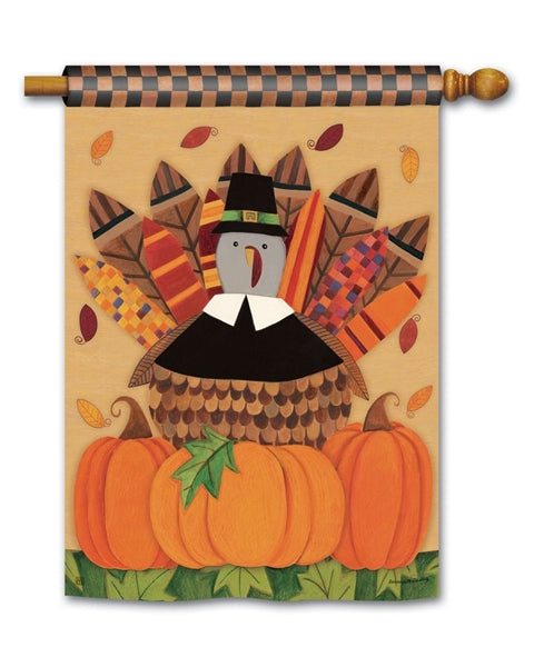 "Pilgrim Turkey" Printed Seasonal House Flag; Polyester