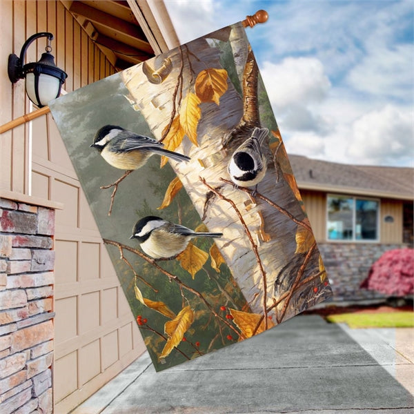 Chickadee Trio House Flag