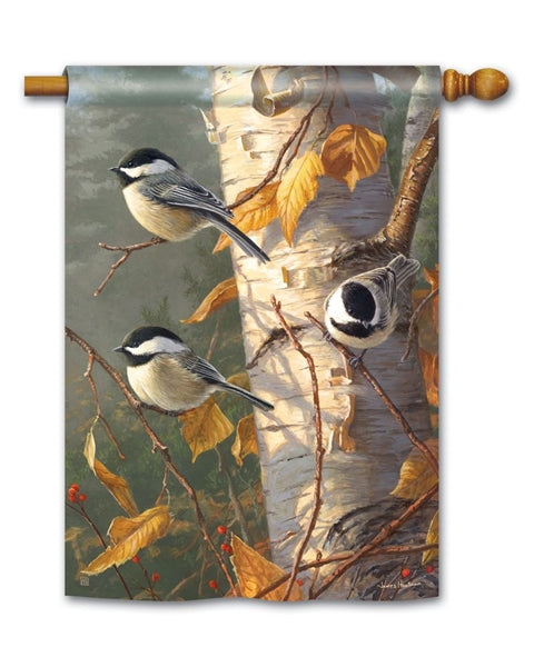 Chickadee Trio House Flag