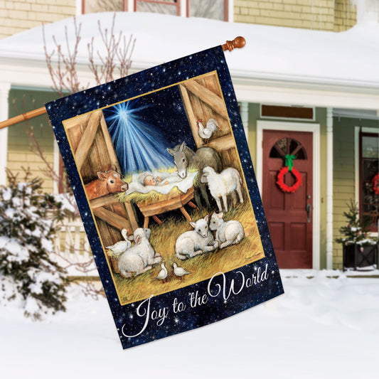 Joy to the World Printed House Flag; Polyester 28"x40"