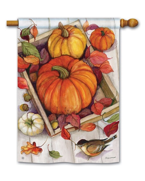 "Pumpkin Crate" Printed Seasonal House Flag; Polyester