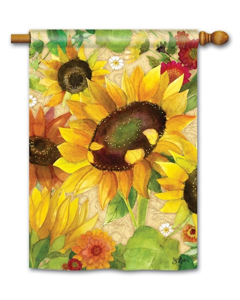 "Yellow Sunflower" Printed Seasonal House Flag; Polyester